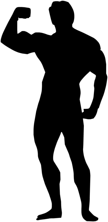 Bodybuilder Silhouette in Flexing Pose