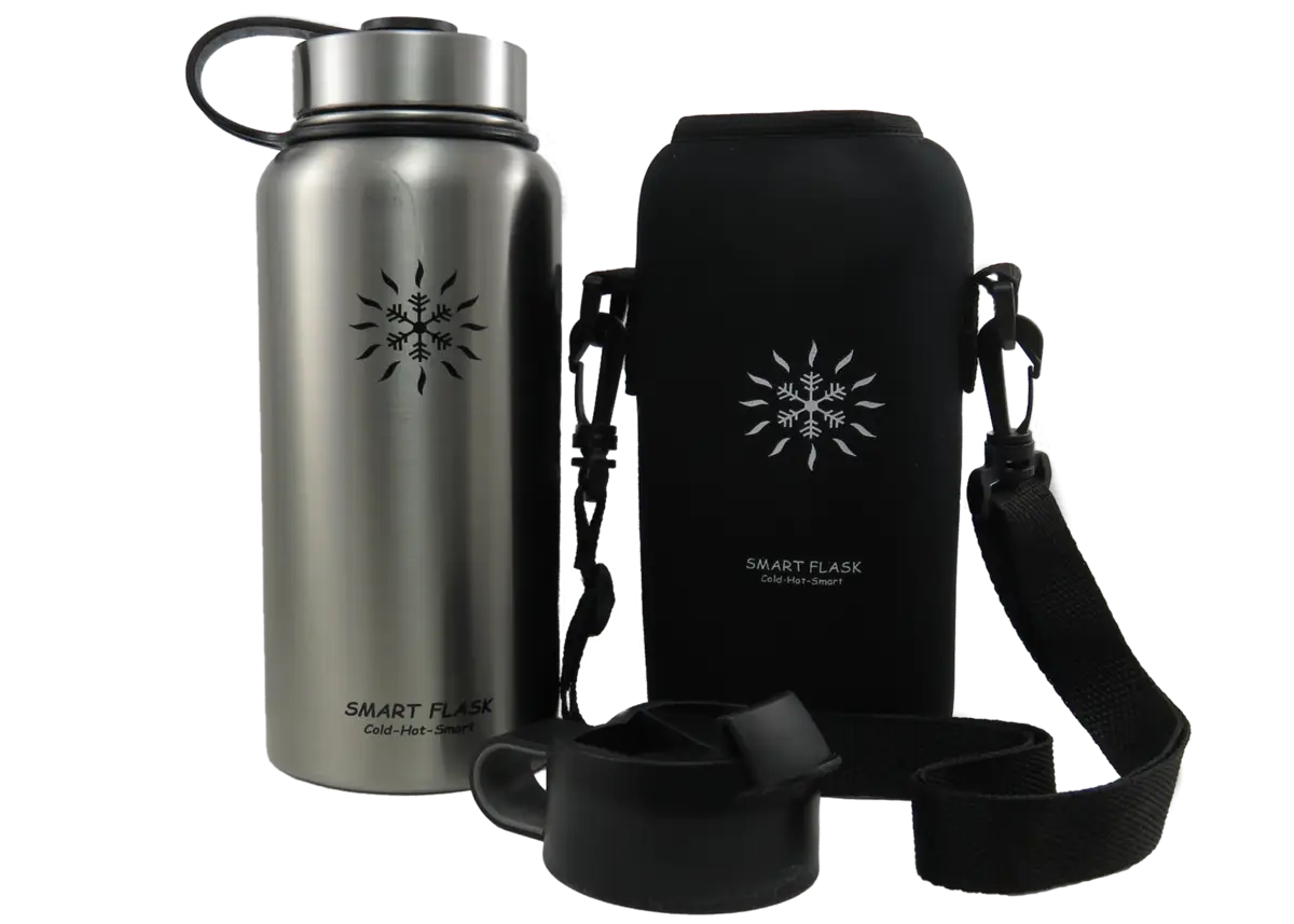 Stainless Steel Water Bottle with Cover and Strap