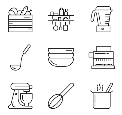 Kitchen Utensils Line Art