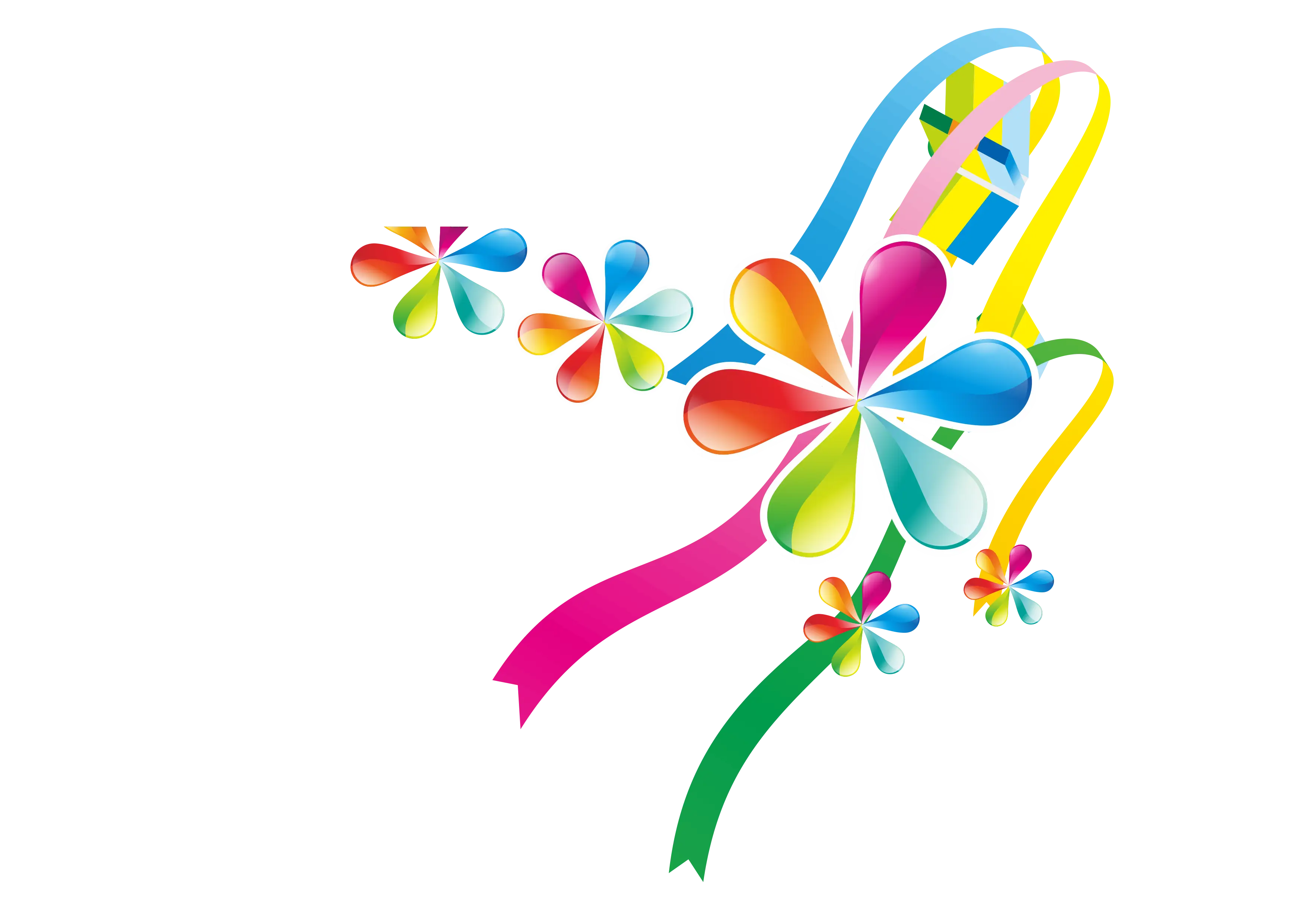 Colorful Ribbons and Flowers Decoration
