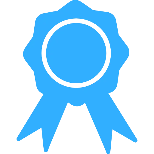 Blue Award Ribbon Symbol for Achievements