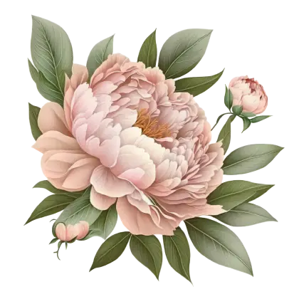 Beautiful Pink Peony Bouquet Illustration