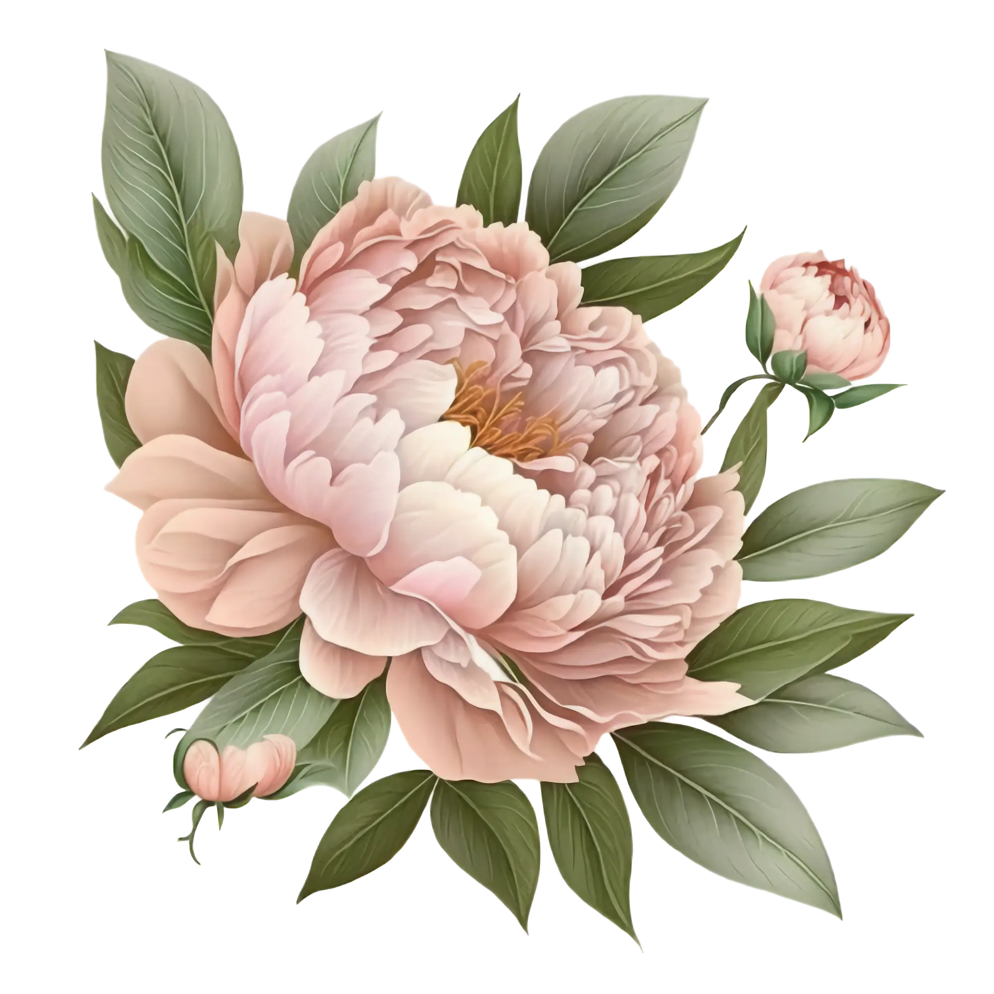 Beautiful Pink Peony Bouquet Illustration