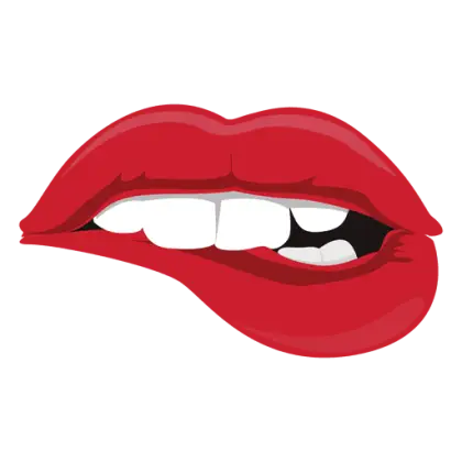 Cartoon Red Lips Biting Stylishly