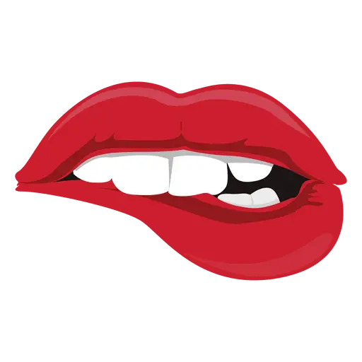 Cartoon Red Lips Biting Stylishly
