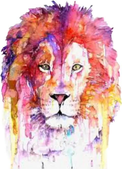 Colorful Watercolor Lion Art