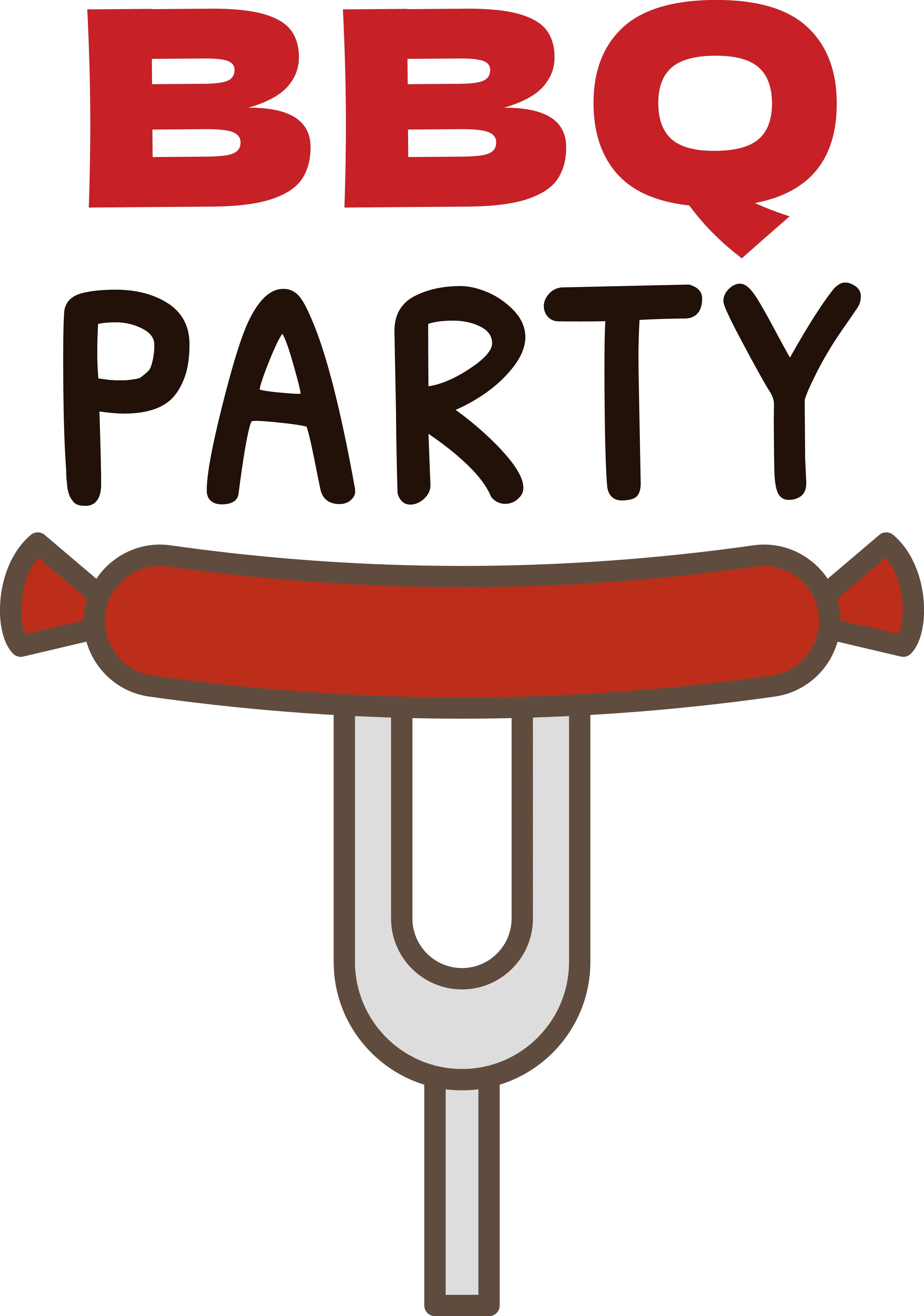 Sausage on Fork for BBQ Party Design