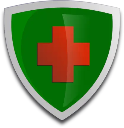 Green Shield with Red Cross Medical Symbol