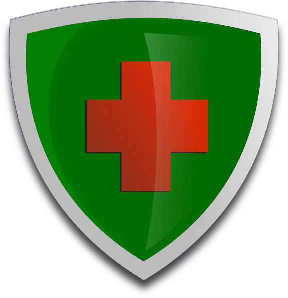Green Shield with Red Cross Medical Symbol