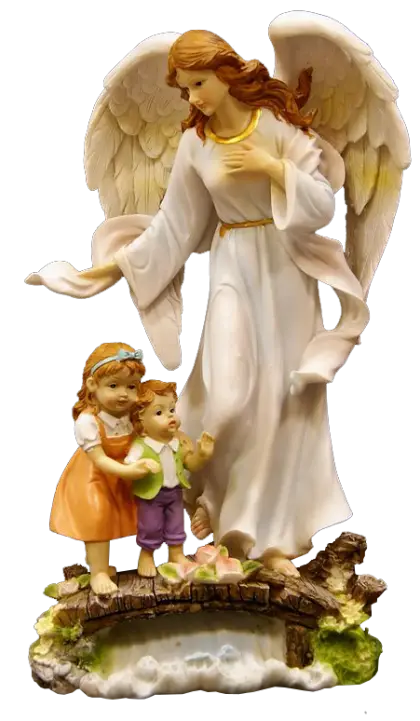 Guardian Angel with Children Statue