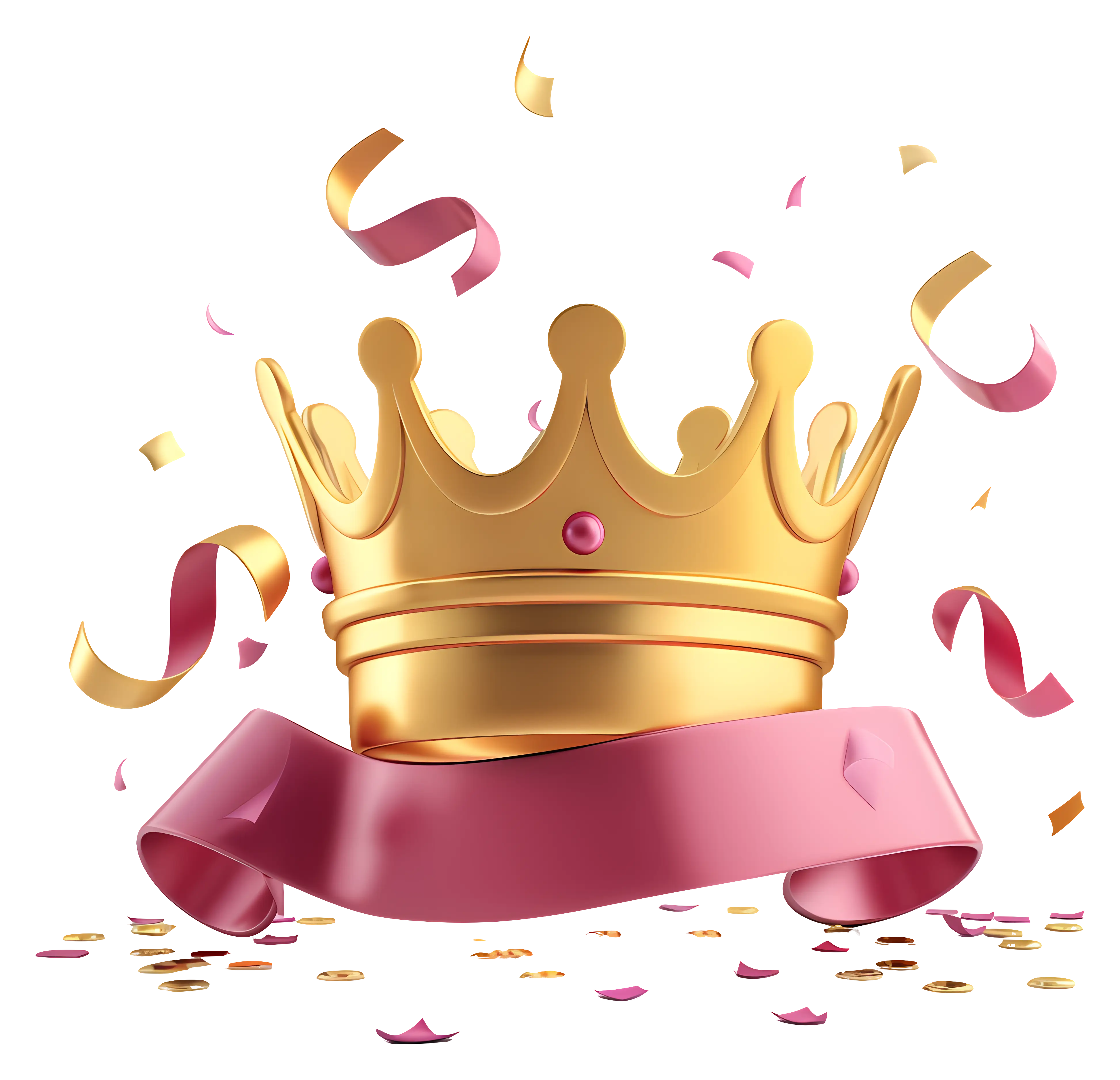 Golden Crown with Ribbon and Confetti