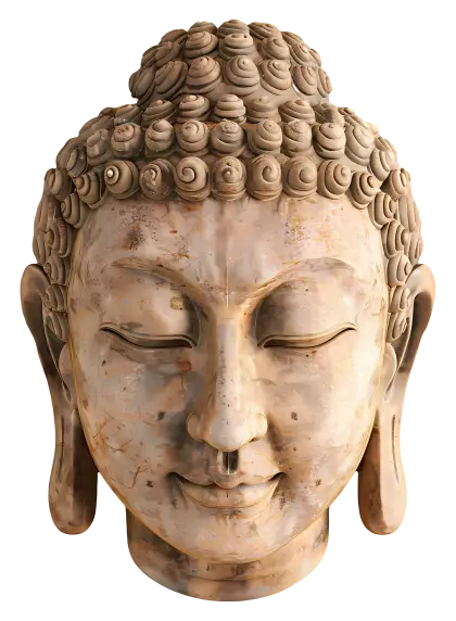 Serene Buddha Head Sculpture in Stone