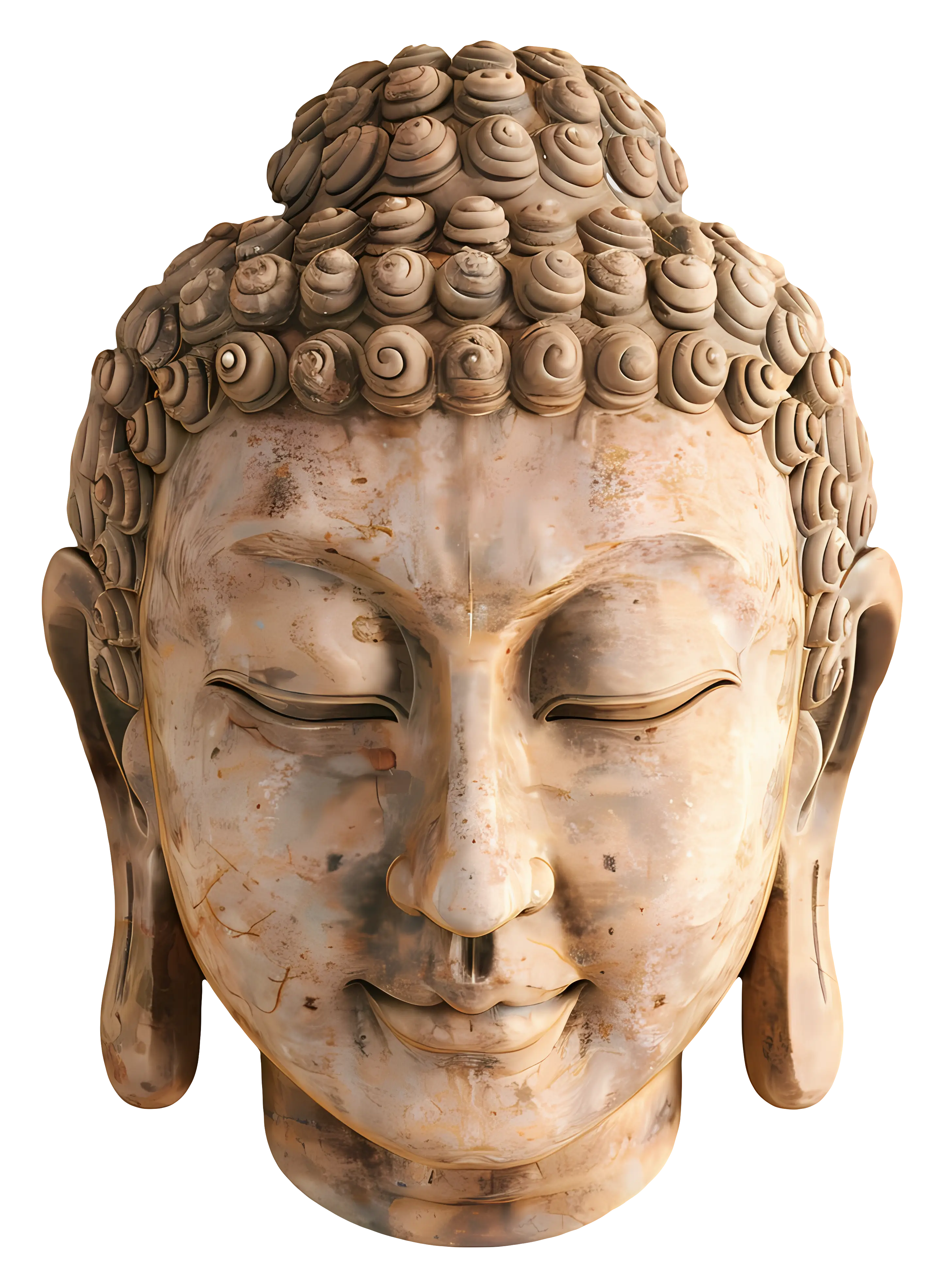 Serene Buddha Head Sculpture in Stone