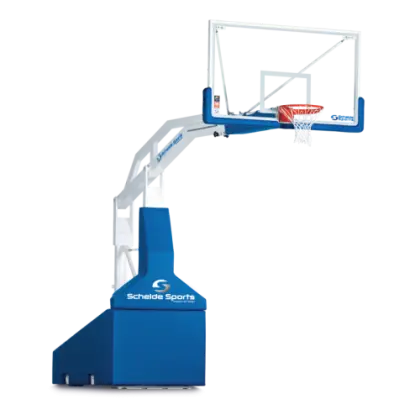 Blue and white basketball hoop system