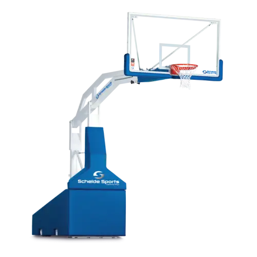 Blue and white basketball hoop system