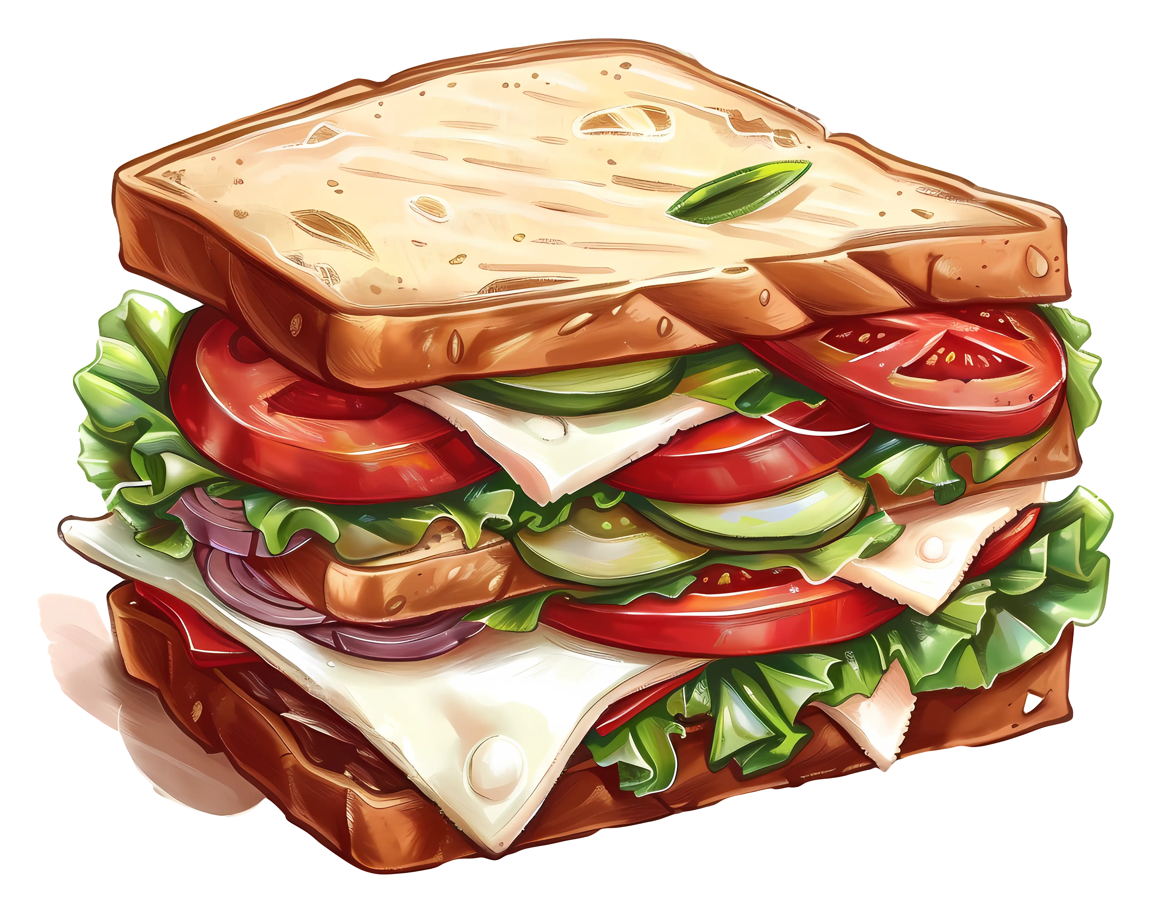 Layered Sandwich with Fresh Ingredients