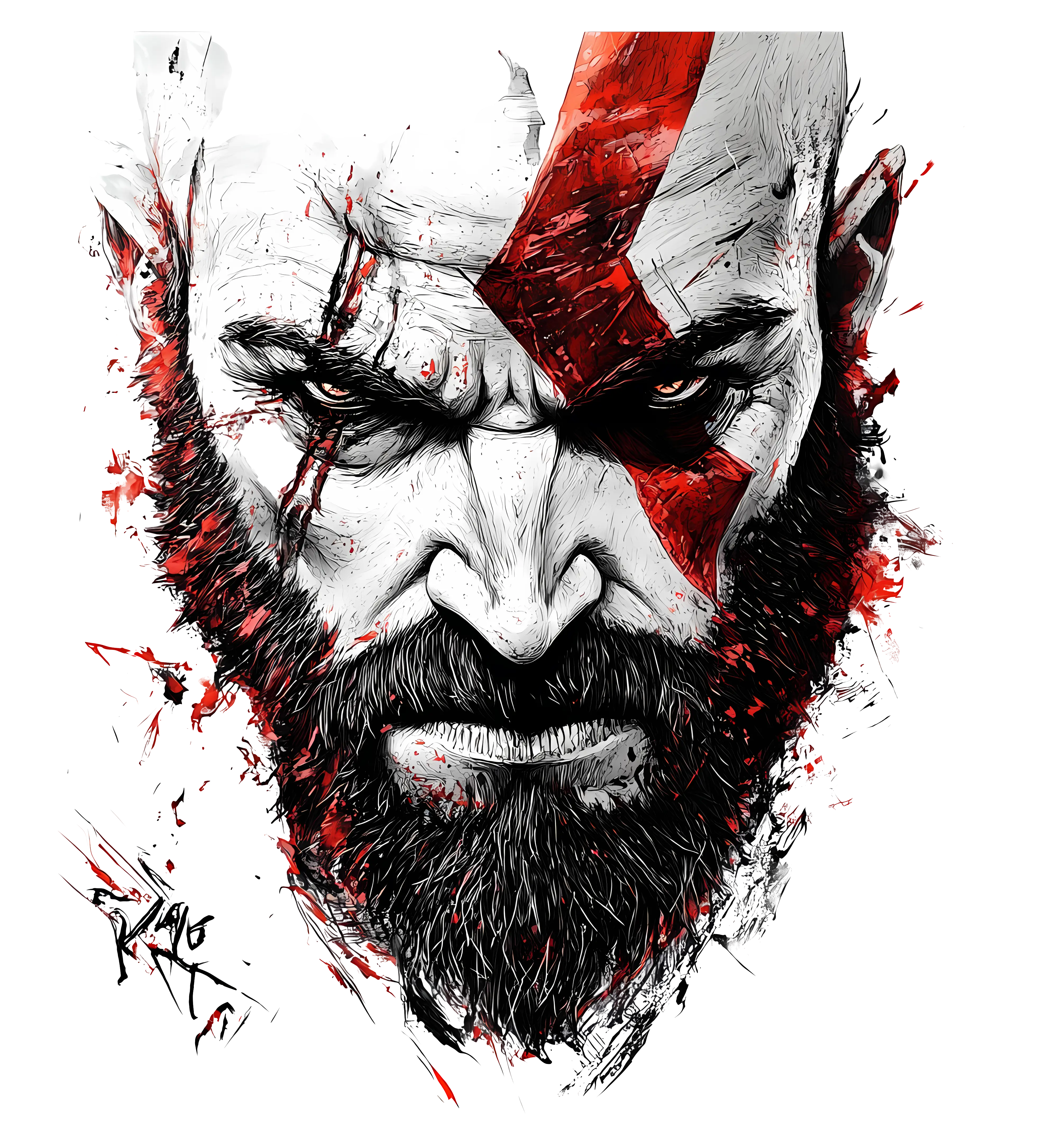 Fierce Warrior with Red Mark