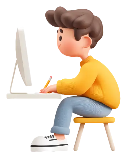 Boy Working at Computer
