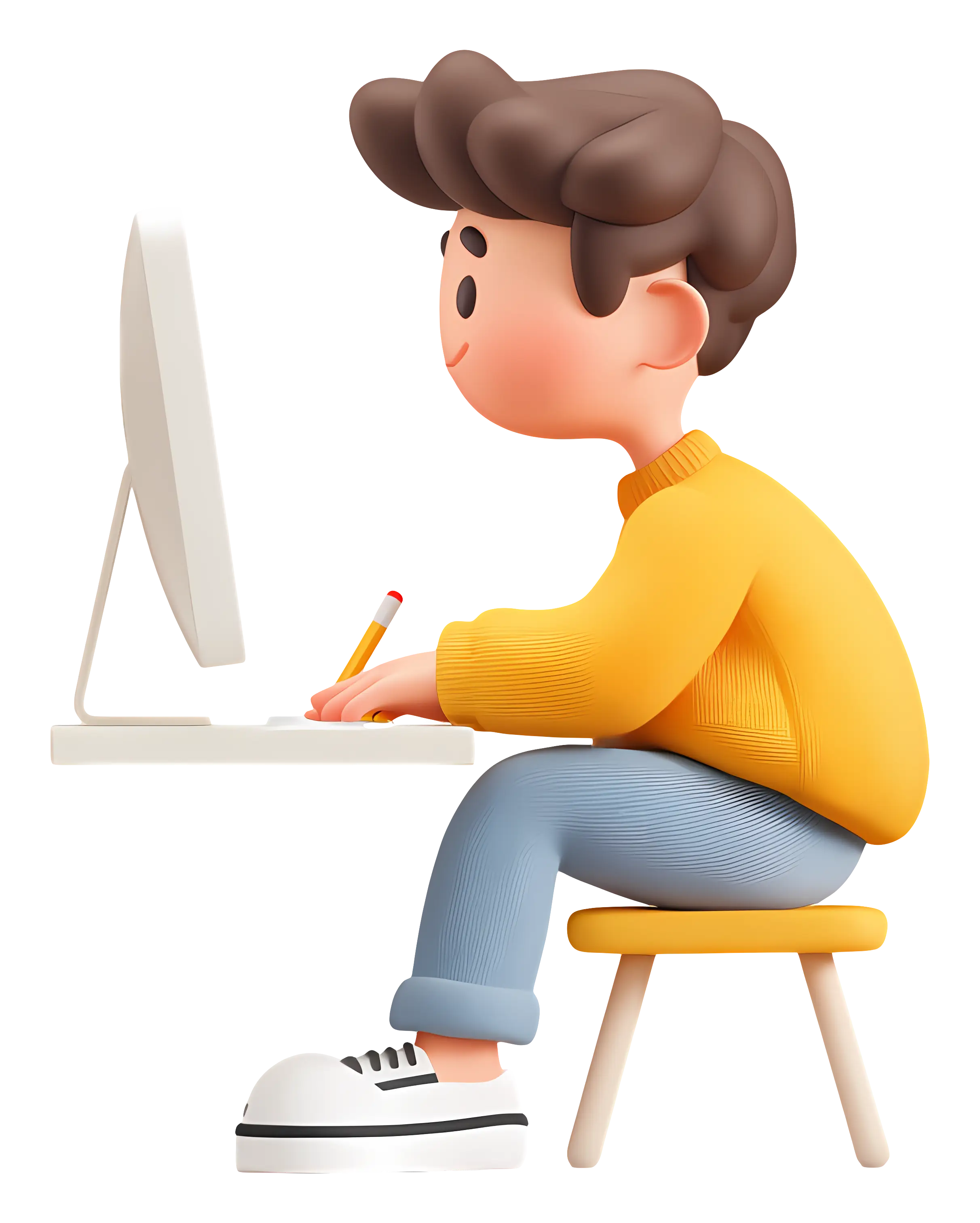 Boy Working at Computer
