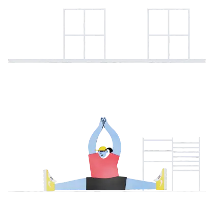 Fitness Stretching in Red Shirt
