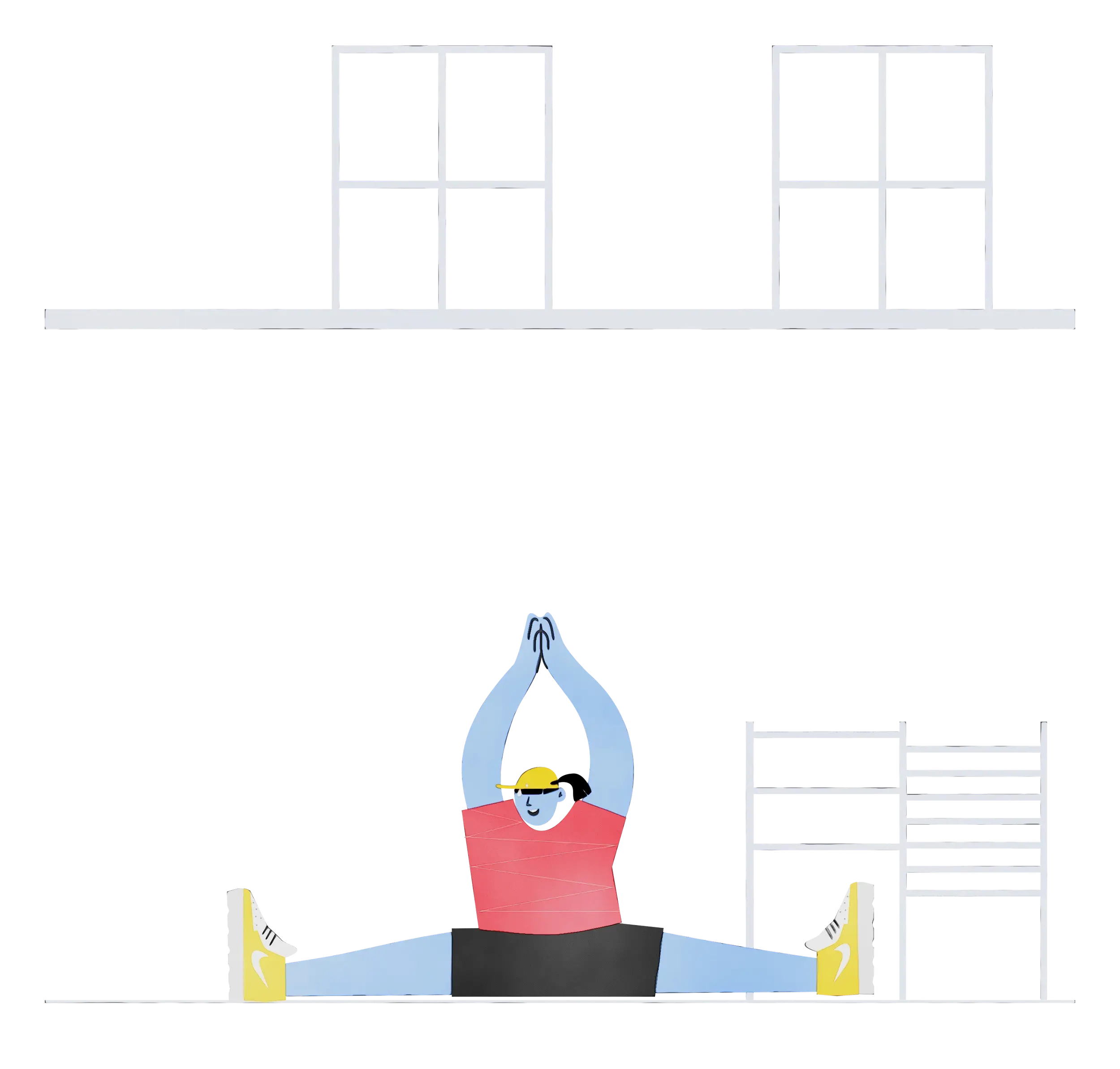 Fitness Stretching in Red Shirt