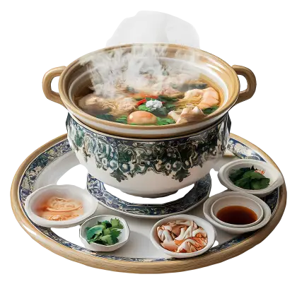Steaming Hot Pot with Ingredients