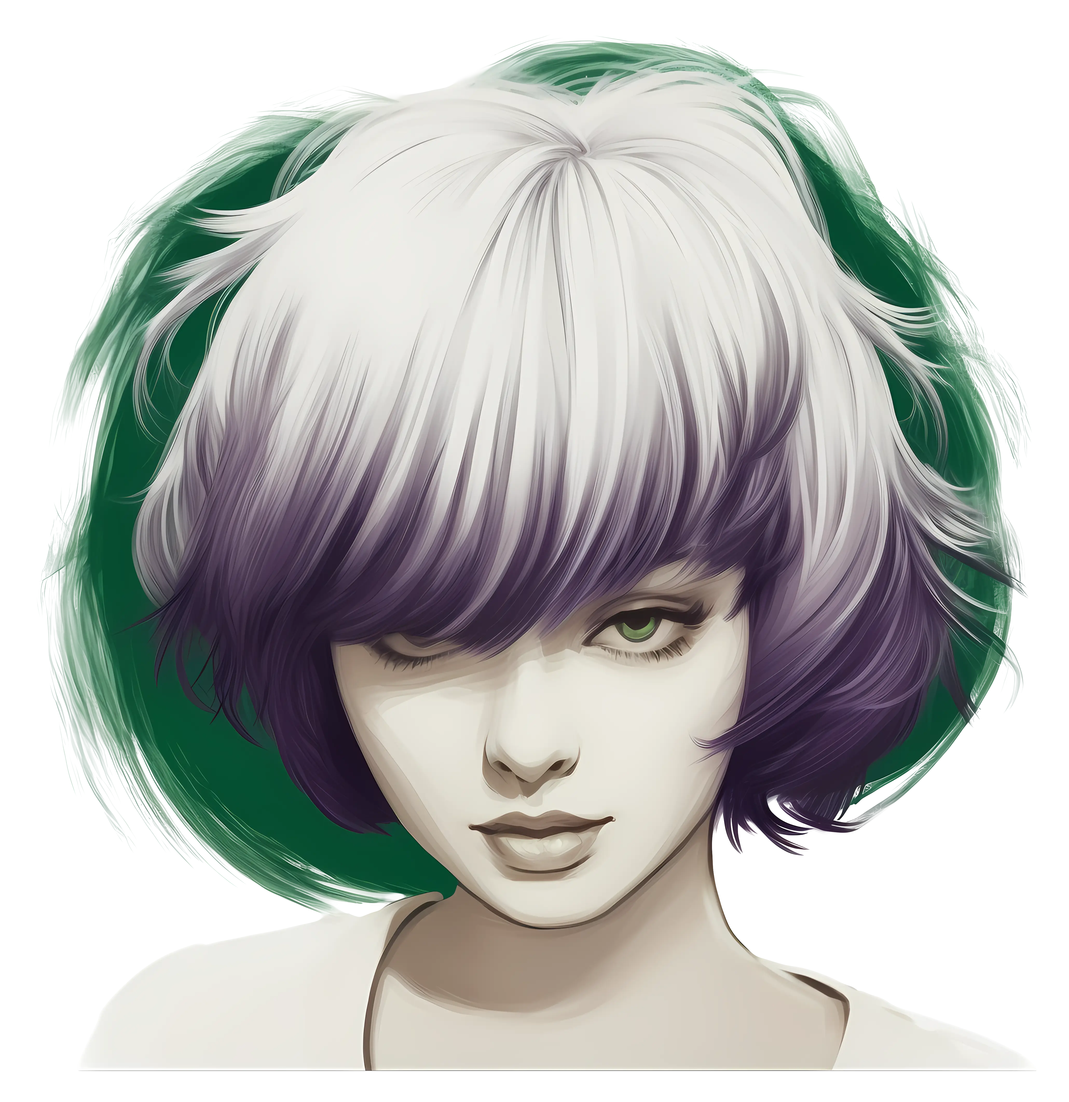 Stylish White and Purple Hair Portrait