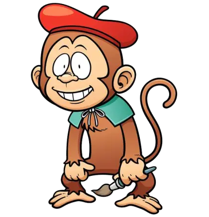 Cute Monkey Painter with Red Beret