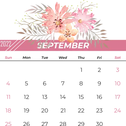 Floral September 2022 Calendar Template