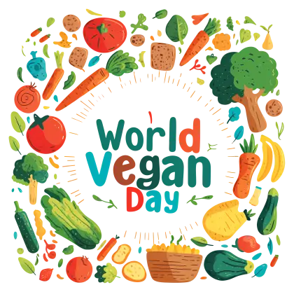 World Vegan Day Celebration Illustration with Vegetables