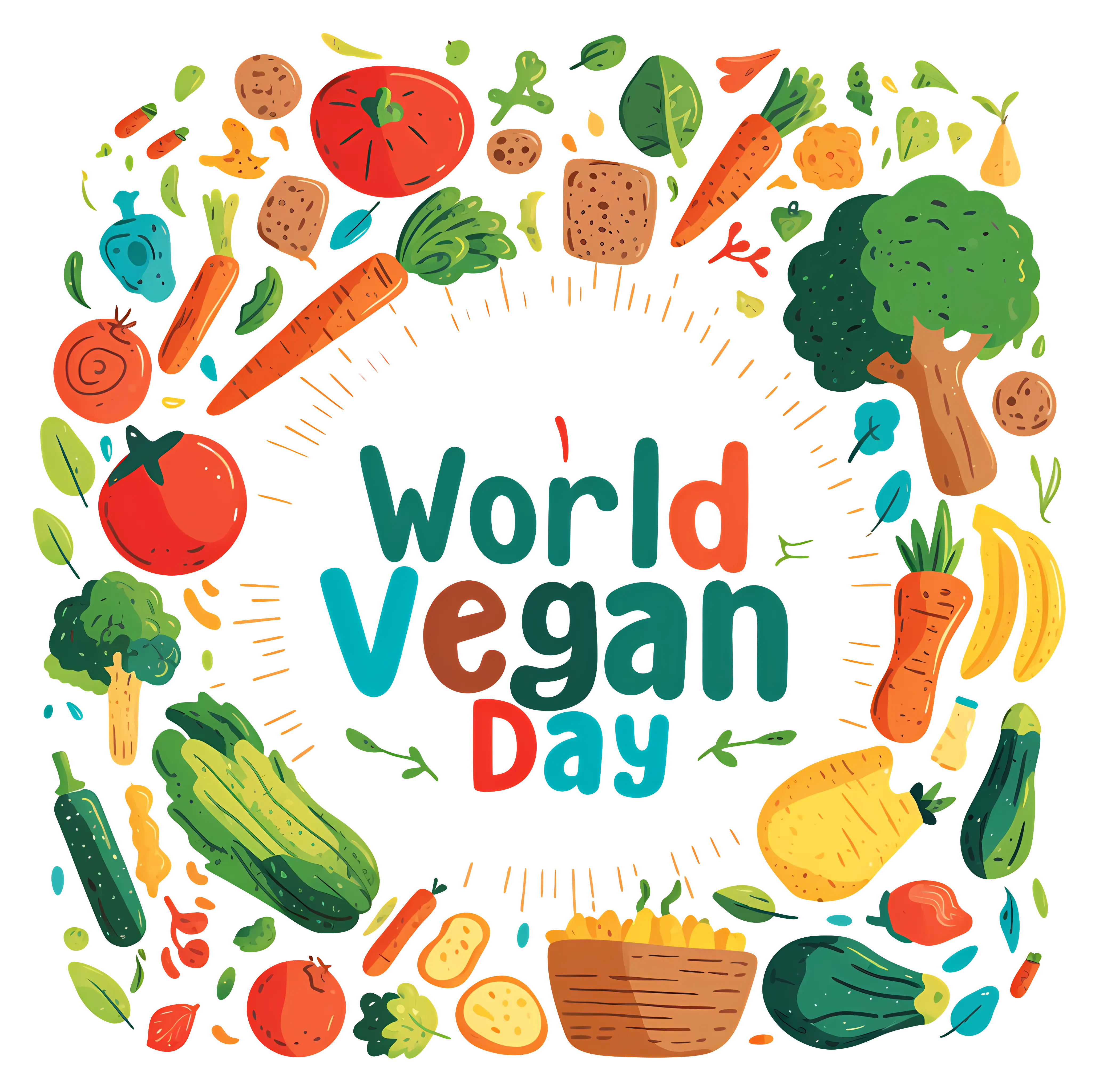 World Vegan Day Celebration Illustration with Vegetables