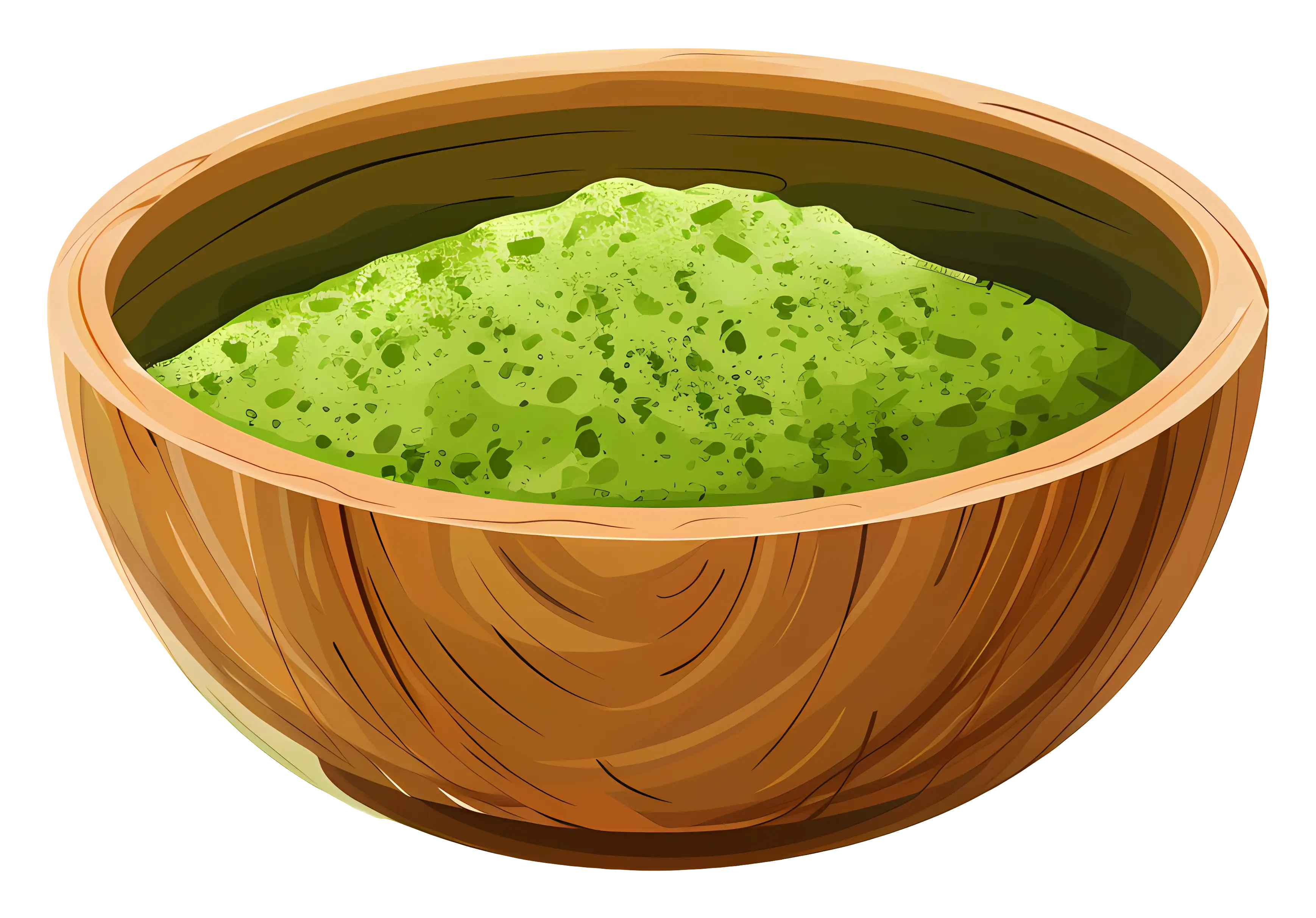 Wooden Bowl with Green Powder