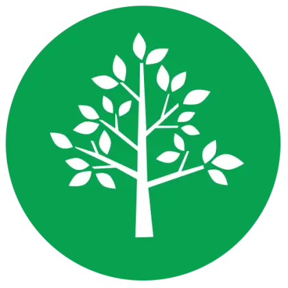 White Tree Logo in Green Background