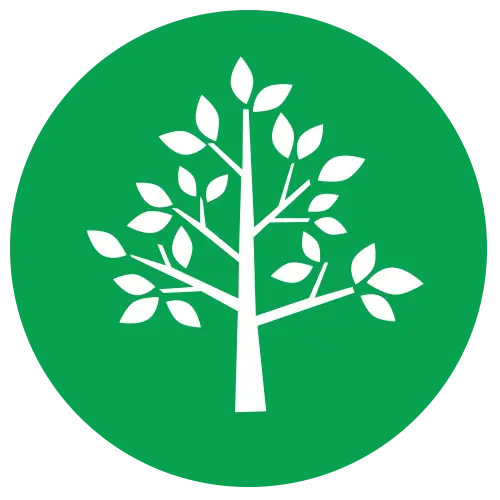 White Tree Logo in Green Background