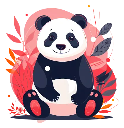 Adorable Cartoon Panda in a Red Background