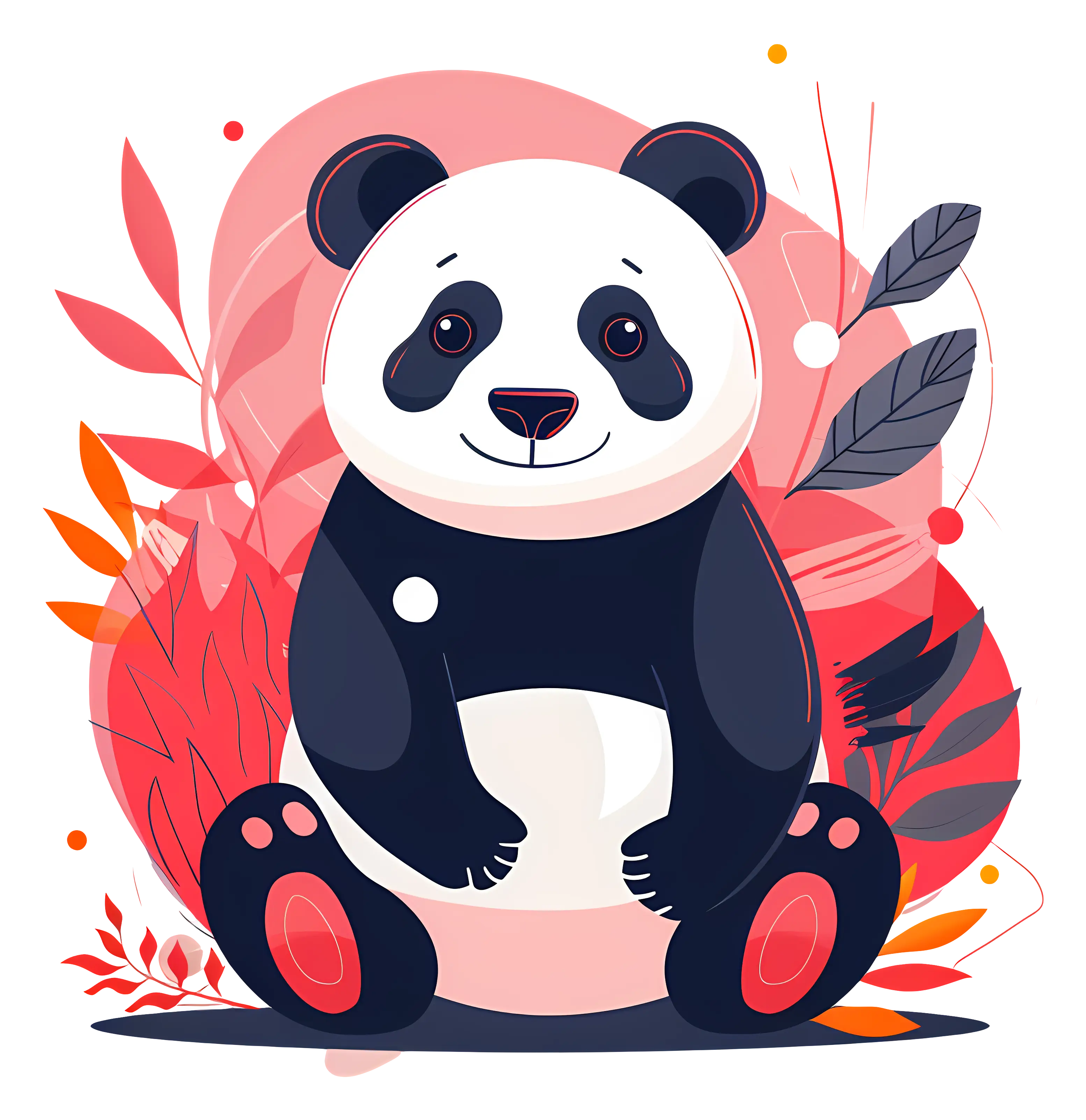 Adorable Cartoon Panda in a Red Background
