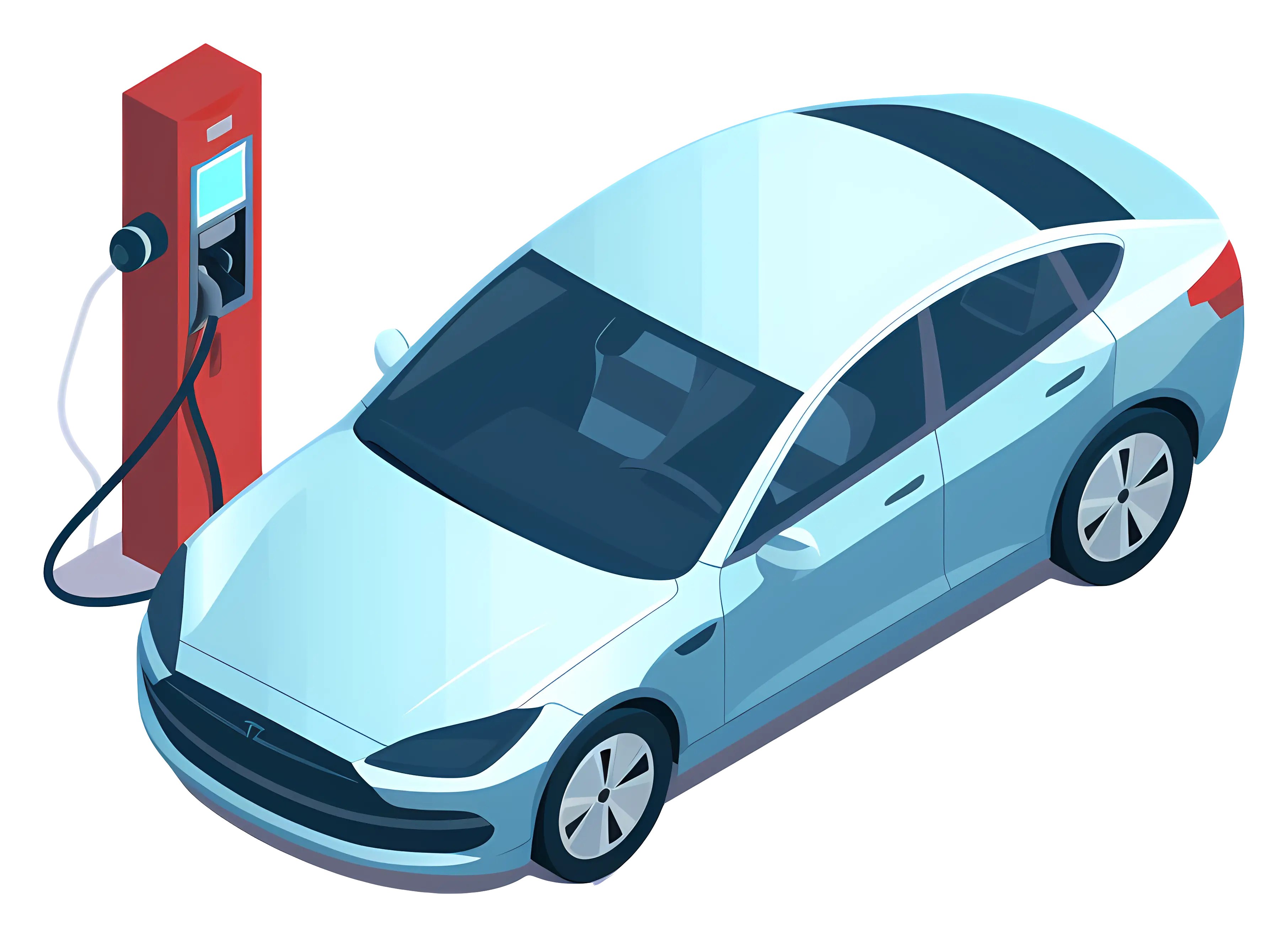 Electric Car at Charging Station