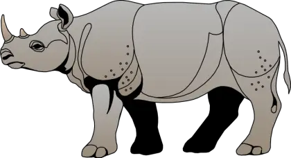 Cartoon Illustration of a Rhinoceros