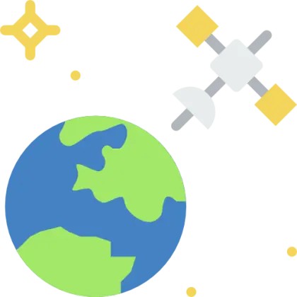 Earth and Satellite in Space
