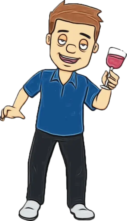 Cartoon Man Holding a Wine Glass