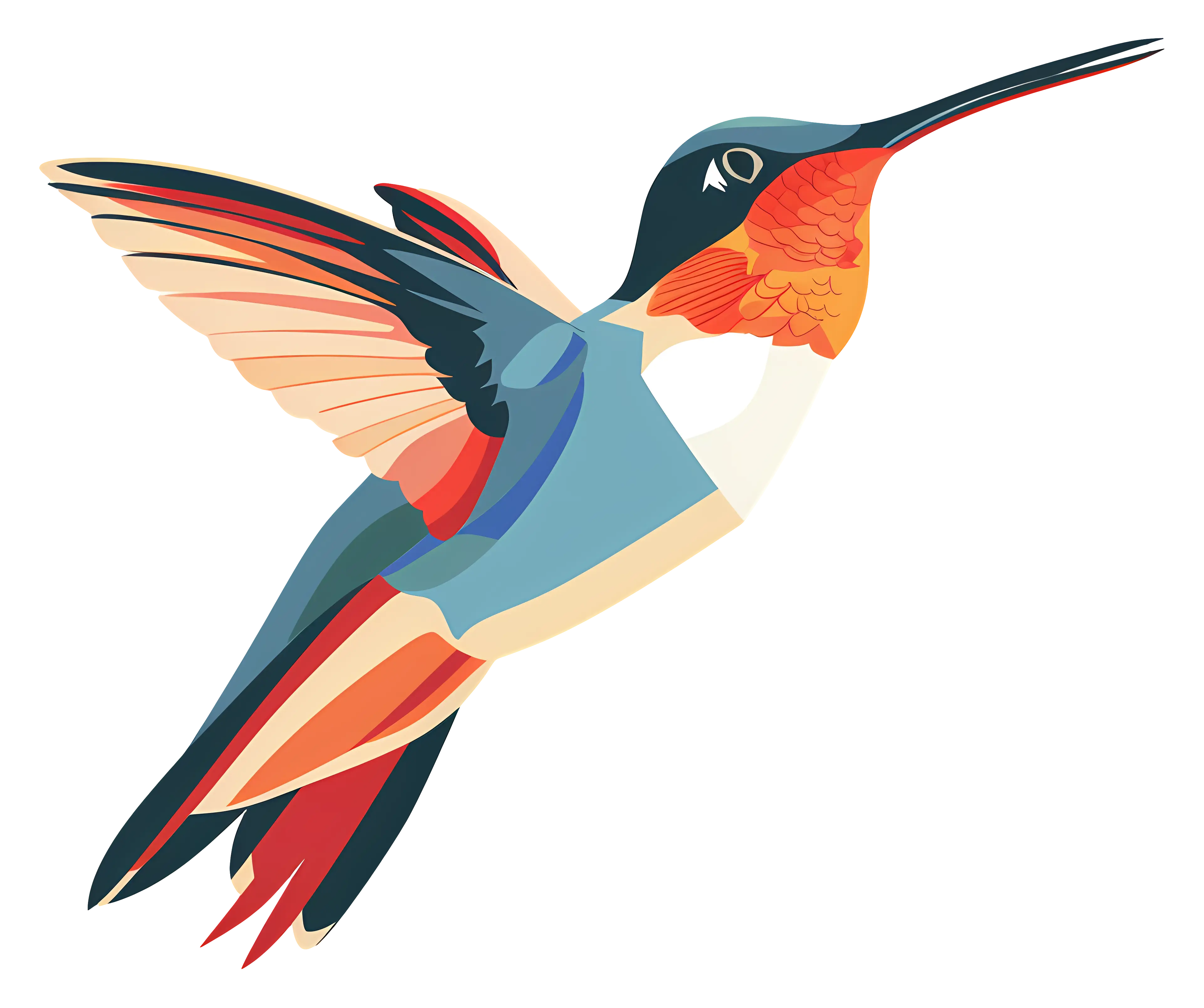 Colorful Hummingbird in Flight Illustration