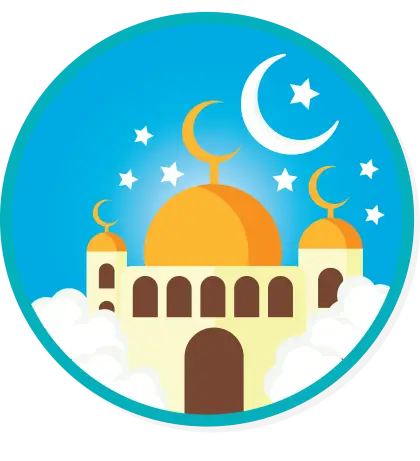 Islamic Festival Mosque and Crescent Moon Illustration