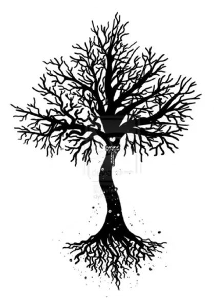 Black Abstract Tree with Root Illustration