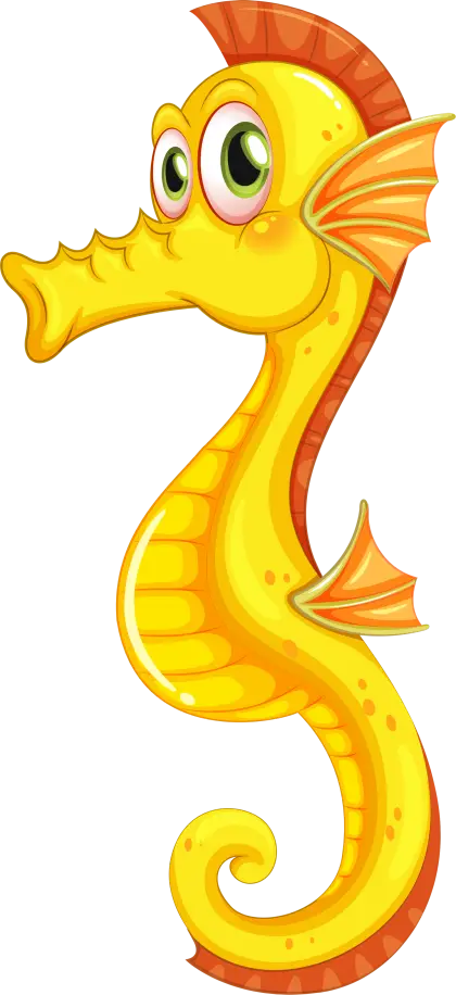 Cute Yellow Cartoon Seahorse