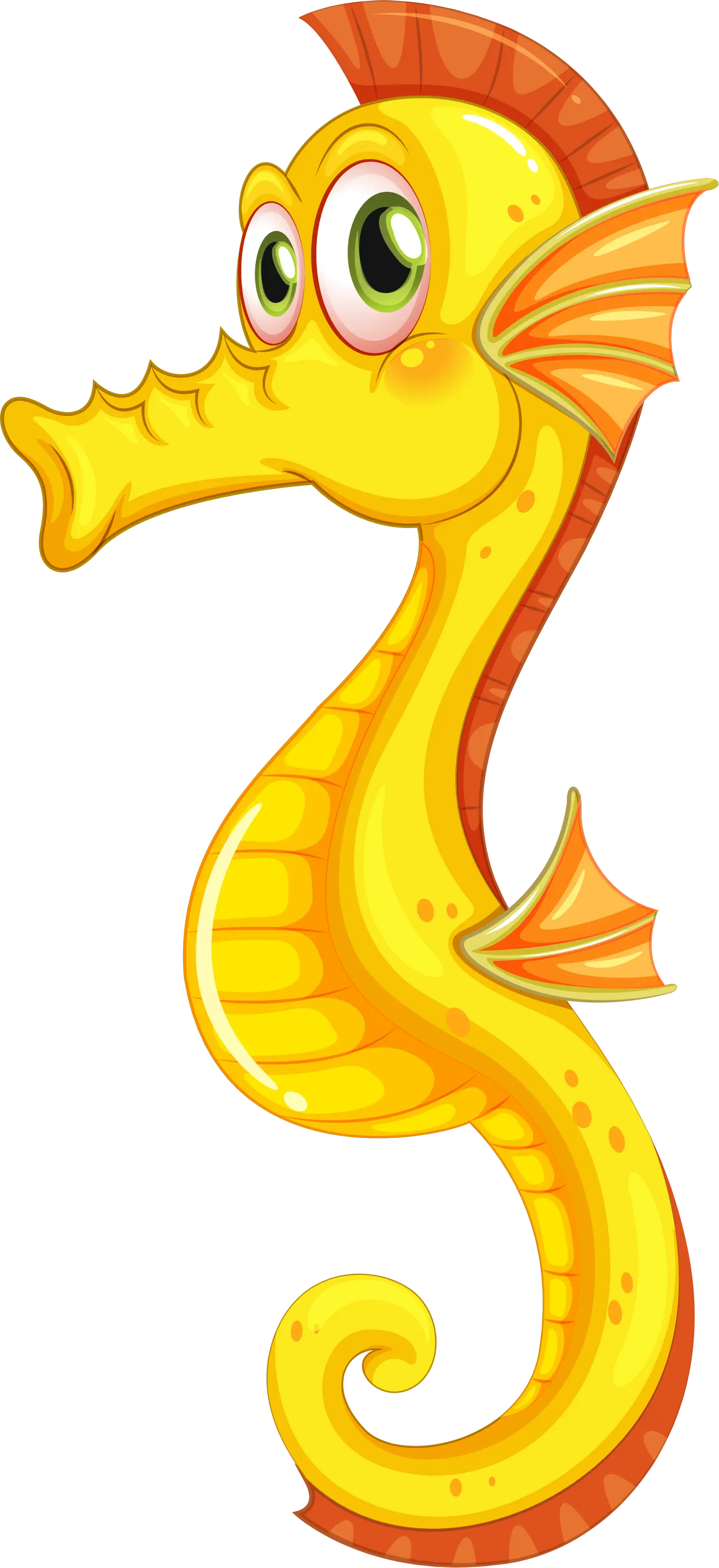 Cute Yellow Cartoon Seahorse