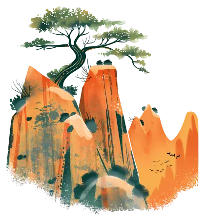 Mountain Landscape with Tree Artwork
