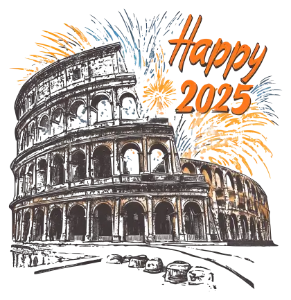 Colosseum with Fireworks for New Year 2025