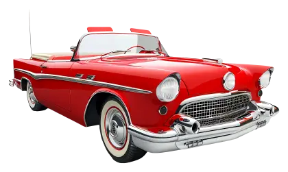 Red Vintage Convertible Car in Retro Style