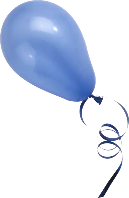 Blue Balloon with Ribbon