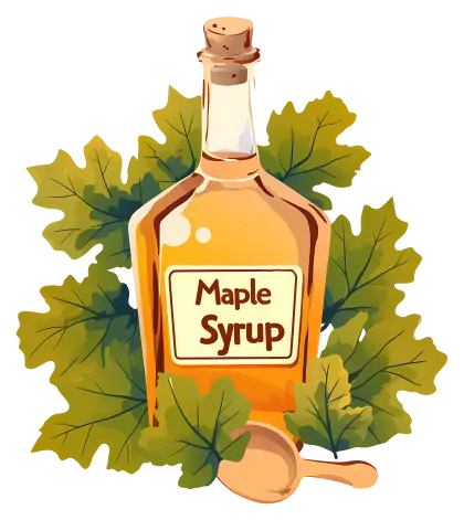 Maple Syrup Bottle with Decorative Leaves